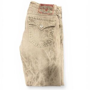 True Religion Men’s Washed Beige Straight Jeans